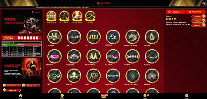 WooSpin Casino lobby screenshot